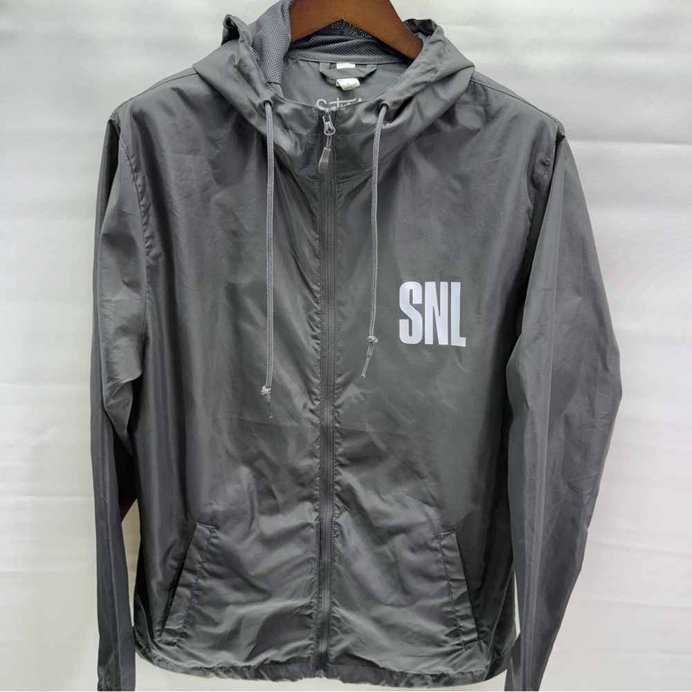 SNL Saturday Night Live Gray Hooded Windbreaker Jacket Unisex Size Large